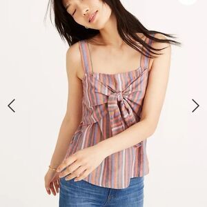 𝅺MADEWELL Tie-Front Cami Top in Rainbow Stripe
